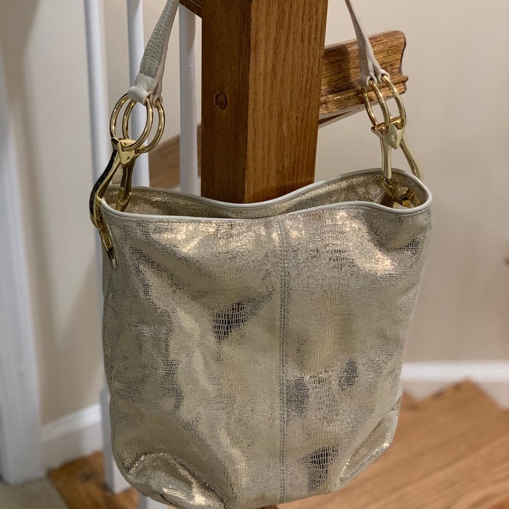 JPK Paris 75 gold bag with white handle